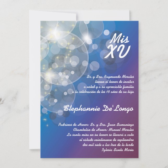 5 x 7 Glitz Glimmer Quinceanera Birthday-inbjudan Inbjudningar (Framsida)