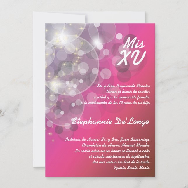 5 x 7 Glitz Glimmer Quinceanera Birthday-inbjudan Inbjudningar (Framsida)