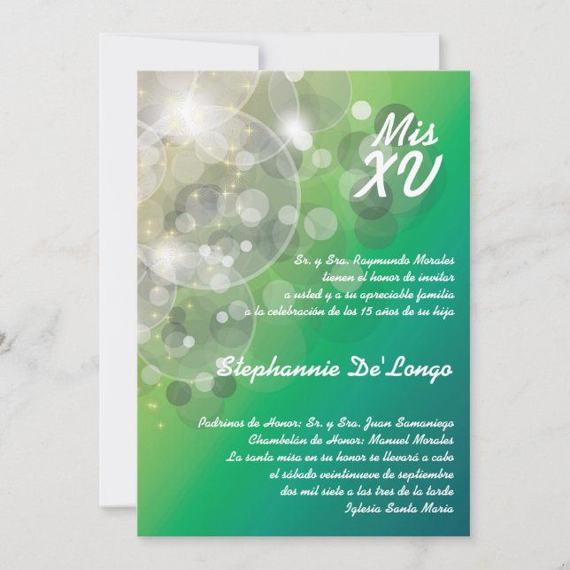 5 x 7 Glitz Glimmer Quinceanera Birthday-inbjudan Inbjudningar (Framsida)