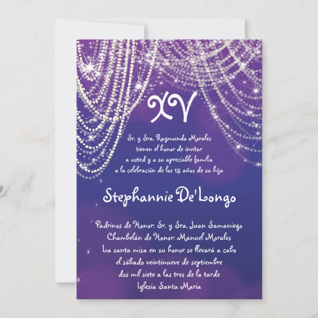 5 x 7 Glitz Glimmer Quinceanera Birthday-inbjudan Inbjudningar (Framsida)