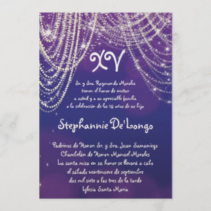 5 x 7 Glitz Glimmer Quinceanera Birthday-inbjudan Inbjudningar