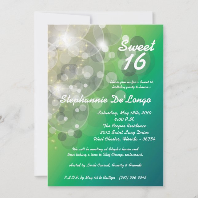 5 x 7 Glitz Glimmer Sweet 16 födelsedagsinbjudan Inbjudningar (Framsida)