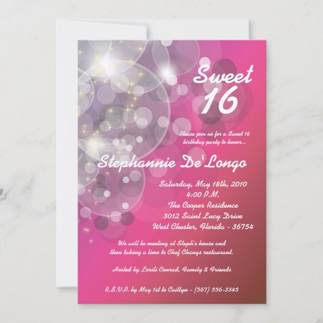 5 x 7 Glitz Glimmer Sweet 16 födelsedagsinbjudan Inbjudningar (Framsida)