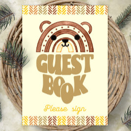 5 x 7 Guest Bok Boho Woodland Bear Birthday Poster