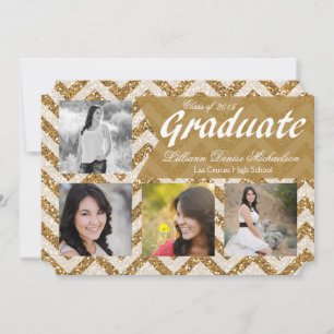 5 x 7 Guld Chevron Strip Senior Notice Meddelande
