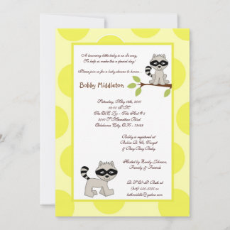 5 x 7 Gult Woodland Racoon Baby Shower-inbjudan Inbjudningar