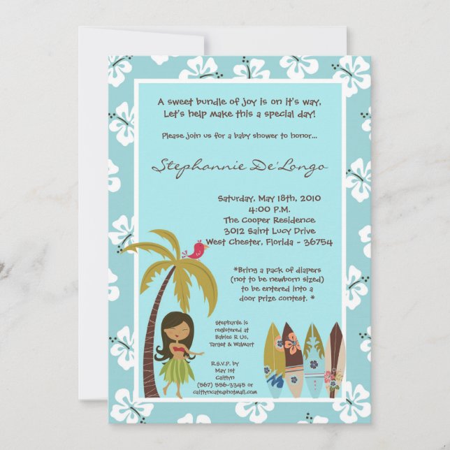 5 x 7 Hawaii Luau Tropical Baby Shower-inbjudan Inbjudningar (Framsida)