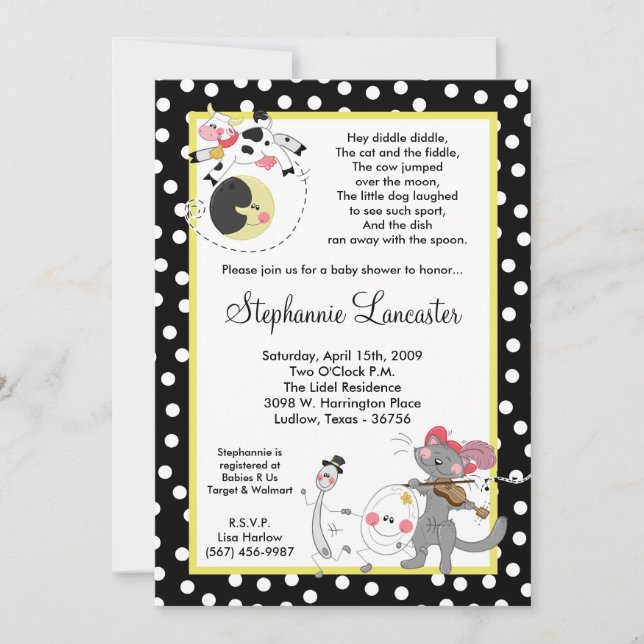 5 x 7 Hej Diddle Didd Nursery Baby Shower-inbjudan Inbjudningar (Framsida)