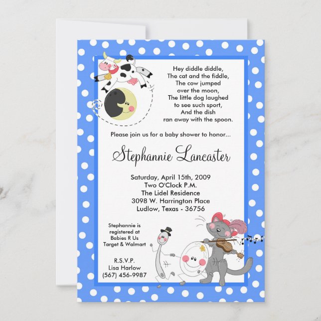 5 x 7 Hej Diddle Didd Nursery Baby Shower-inbjudan Inbjudningar (Framsida)