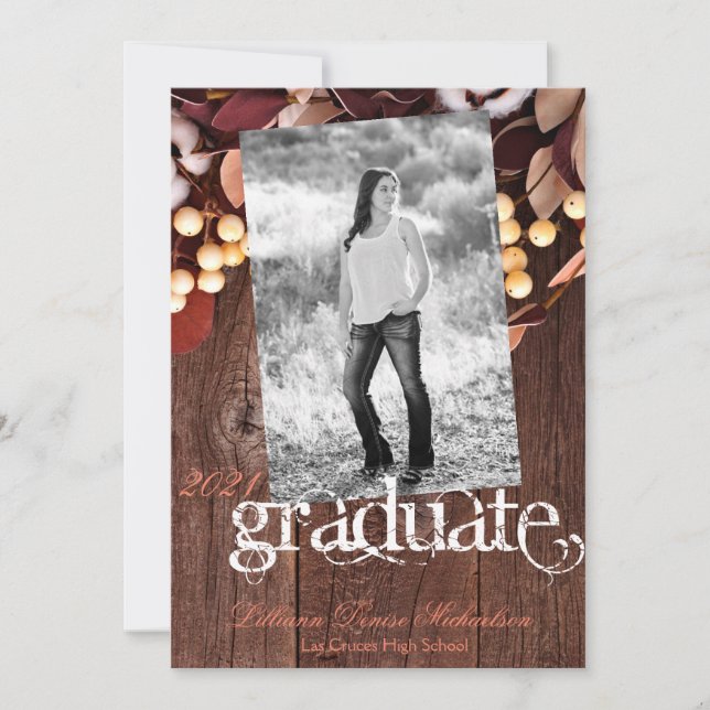 5 x 7 Högre kungörelsebomull Gren på Mörk Wood Meddelande (Framsida)