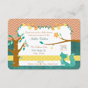 5" x 7" inbjudan för skogsmarkrävbaby shower