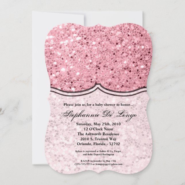 5 x 7-inbjudan till babyskor Ro Guld Glitter Inbjudningar (Framsida)