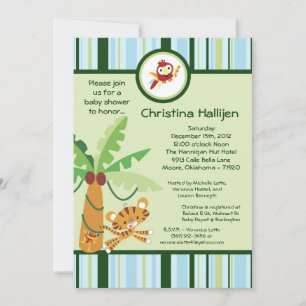 5 x 7 Inbjudan till Jungle Baby Shower för regnsko