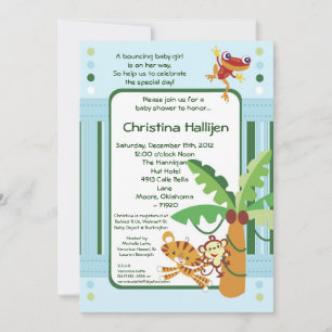 5 x 7 Inbjudan till Jungle Baby Shower för regnsko