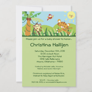 5 x 7 Inbjudan till Jungle Baby Shower för regnsko