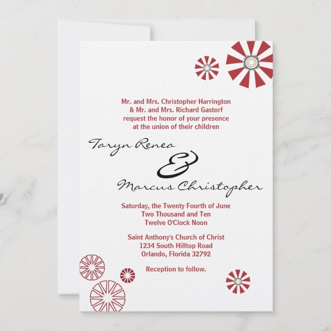 5 x 7-inbjudan till Retro-diskblomning Linen-bröll Inbjudningar (Framsida)