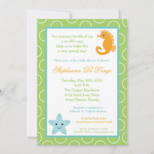 5 x 7 Inbjudan till Sea Life Sea Horse Baby Shower