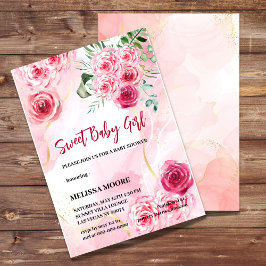 5 x 7-inbjudan Vattenfärgsfärg Magenta Rosa ros Inbjudningar