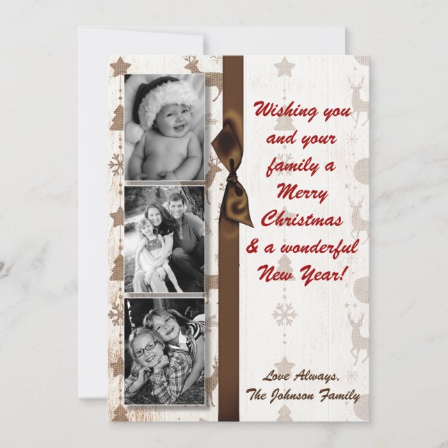 5 x 7 JULAFTON-Hjort - julklapp - buffrat Julkort (Framsida)