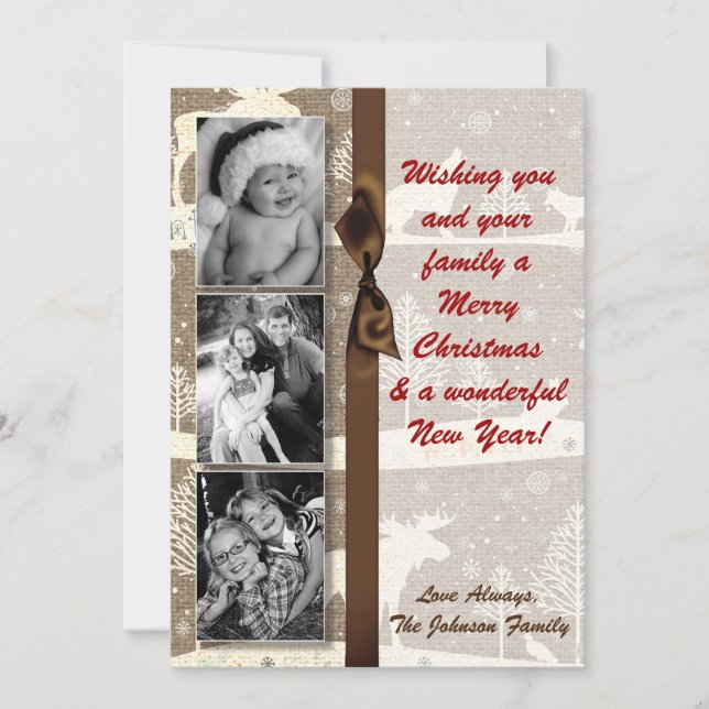 5 x 7 JULAFTON-Hjort - julklapp - buffrat Julkort (Framsida)