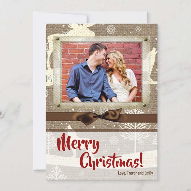 5 x 7 JULAFTON-Hjort - julklapp - buffrat Julkort (Framsida)