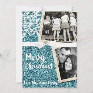 5 x 7 JULAFTON Julblått Glitter-softkort Julkort