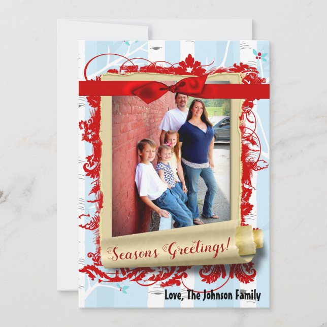 5 x 7 JULAFTON-julljulljubilkort för Träd-vinter-F Julkort (Framsida)