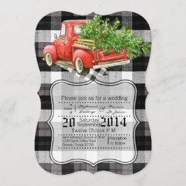5 x 7 JULAFTON Lastbil Buffalo Plaid Wedding bjudn Inbjudningar