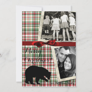 5 x 7 JULAFTON Rött julklapp Bear Fabr-FOTO-kort Julkort