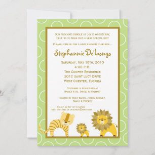 5 x 7 Jungle Boy Lejon Safari Baby Shower-inbjudan Inbjudningar