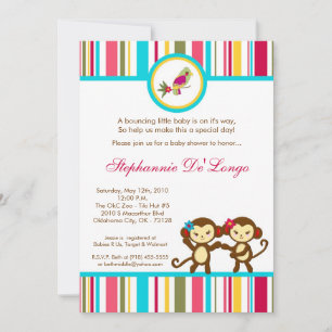 5 x 7 Jungle Gym Monkey Dance Baby Shower-inbjudan Inbjudningar
