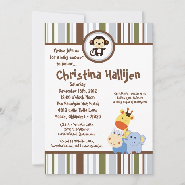 5 x 7-jungle Play Baby Shower-inbjudan Inbjudningar (Framsida)