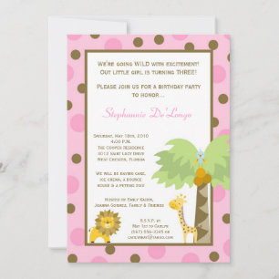 5 x 7 Jungle Safari Zoo Animal Birthday Call Inbjudningar