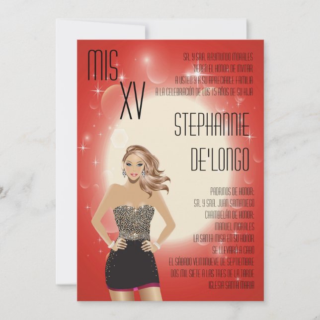 5 x 7 Kassy Blonde Quinceanera Birthday-inbjudan Inbjudningar (Framsida)