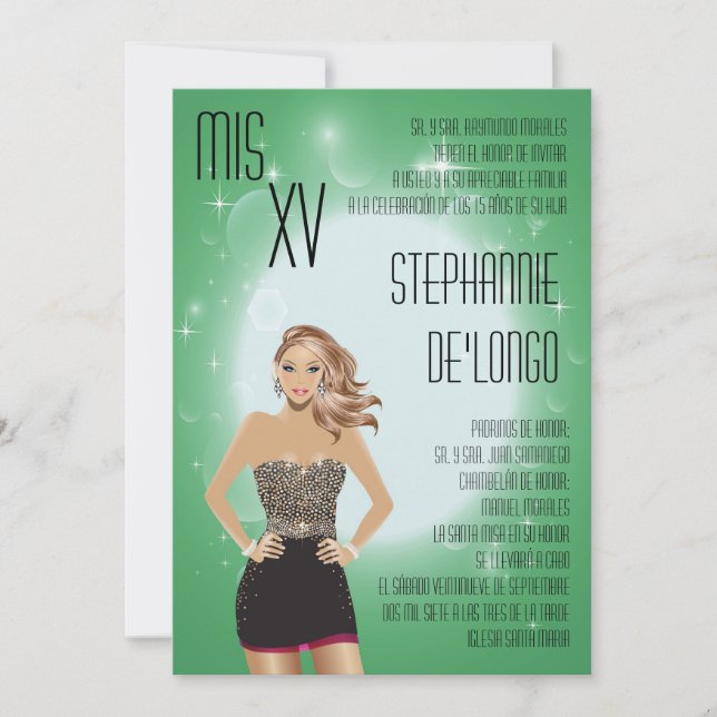 5 x 7 Kassy Blonde Quinceanera Birthday-inbjudan Inbjudningar (Framsida)
