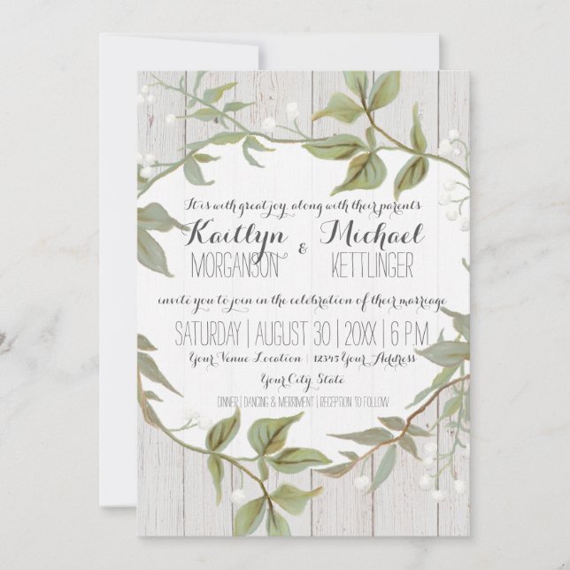 5 x 7-kort Laurel Löv Löv med Babys andedräkt Inbjudningar (Framsida)