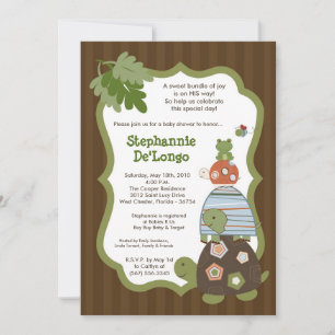 5 x 7 Laguna Turtle Frog Bee Baby Shower-inbjudan Inbjudningar