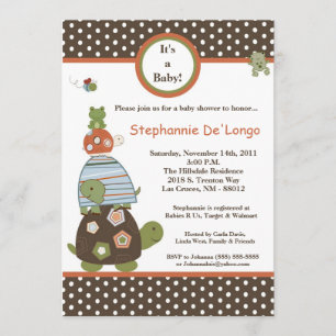 5 x 7 Laguna Turtle Frog Bee Baby Shower-inbjudan Inbjudningar