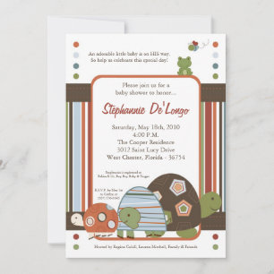5 x 7 Laguna Turtle Frog Bee Baby Shower-inbjudan Inbjudningar