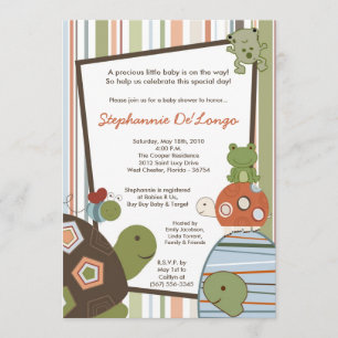 5 x 7 Laguna Turtle Frog Bee Baby Shower-inbjudan Inbjudningar