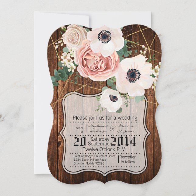 5 x 7 Land Barn Wood Wedding bjudande Inbjudningar (Framsida)
