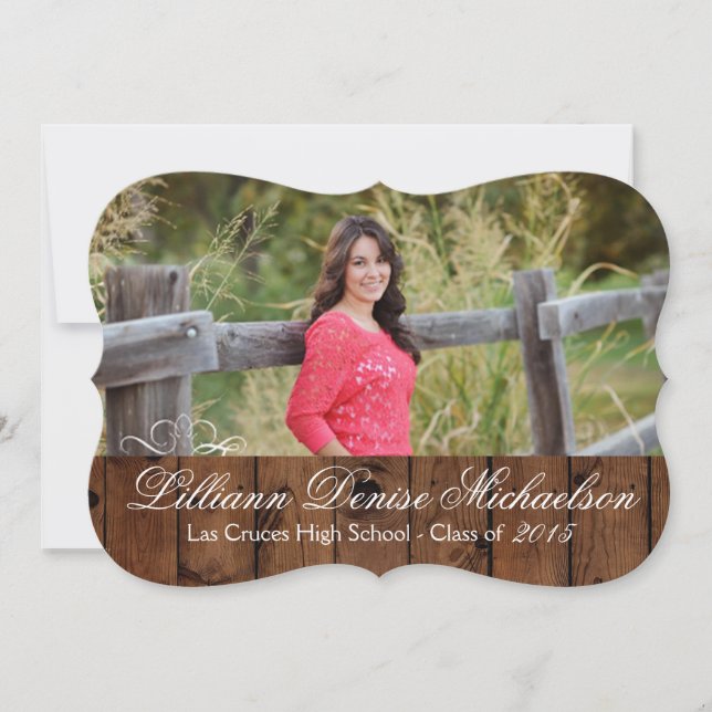 5 x 7 Land Rustic Barn Wood Senior Notice Meddelande (Framsida)