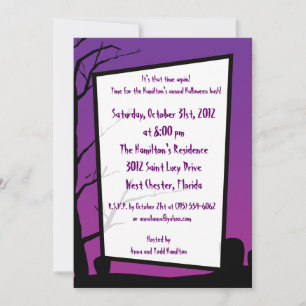 5 x 7 Lila Halloween fest-inbjudan Inbjudningar