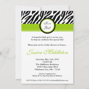 5 x 7 Lime Green Zebra tryck Baby Shower-inbjudan Inbjudningar