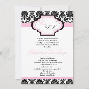 5 x 7 Ljus rosa kö Quinceanera-inbjudan Inbjudningar