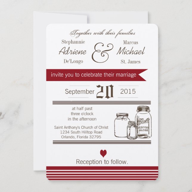 5 x 7 Mason Burk Land Rustic Wedding bjudande in Inbjudningar (Framsida)