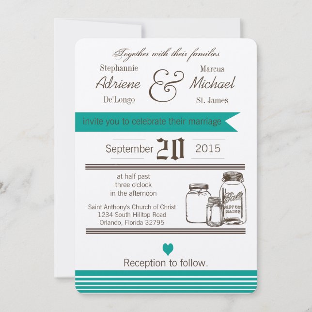5 x 7 Mason Burk Land Rustic Wedding bjudande in Inbjudningar (Framsida)