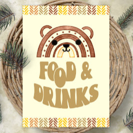 5 x 7 Mat och dryck Boho Woodland Bear Birthday Poster