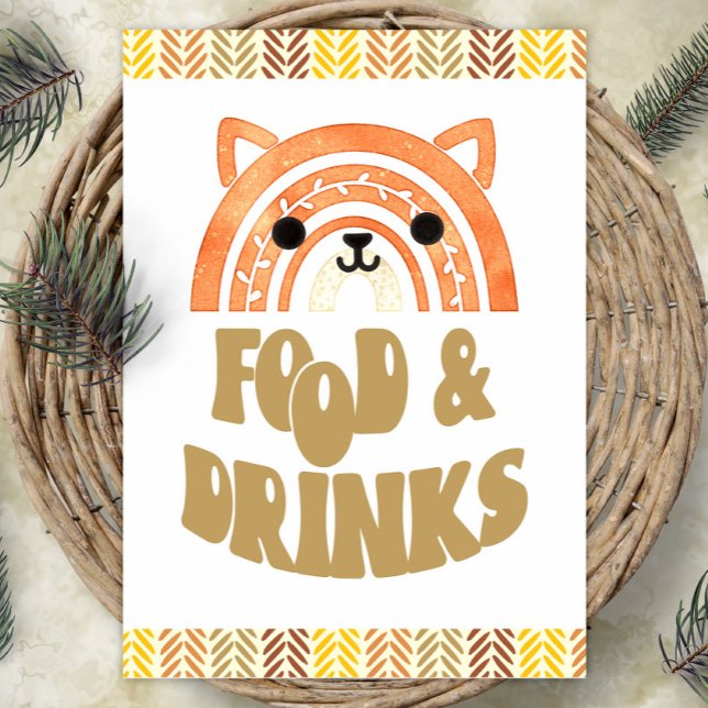 5 x 7 Mat och dryck Boho Woodland Fox Birthday Poster (Skapare uppladdad)