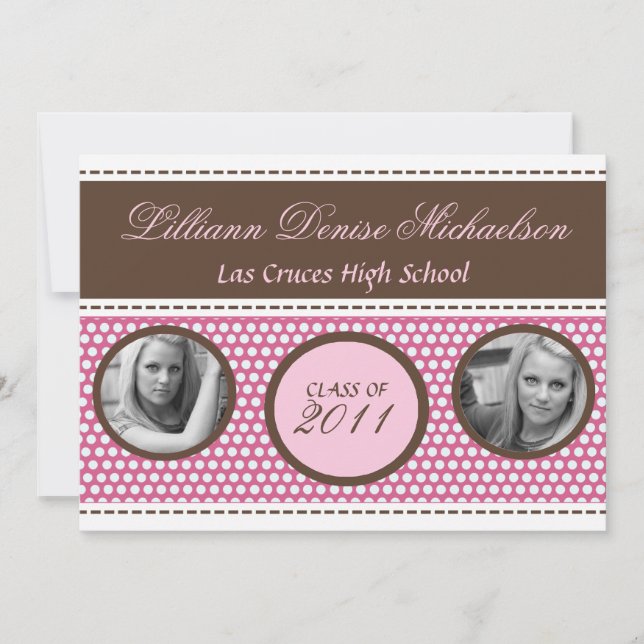 5 x 7-meddelande om brunt Rosa Polka-fotopatmeddel Meddelande (Framsida)